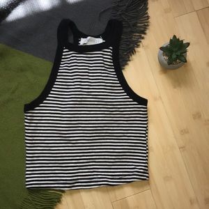 Cute Striped Cropped Halter Top